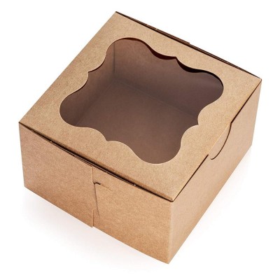 Brown cardboard Cake Kraft Box With Window Bakery and Cake Box