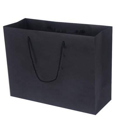 Cheap Custom Printed Luxury Retail Black Kraft Paper Shopping Bag